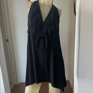 Vince Black Ruffled Halter Blouse